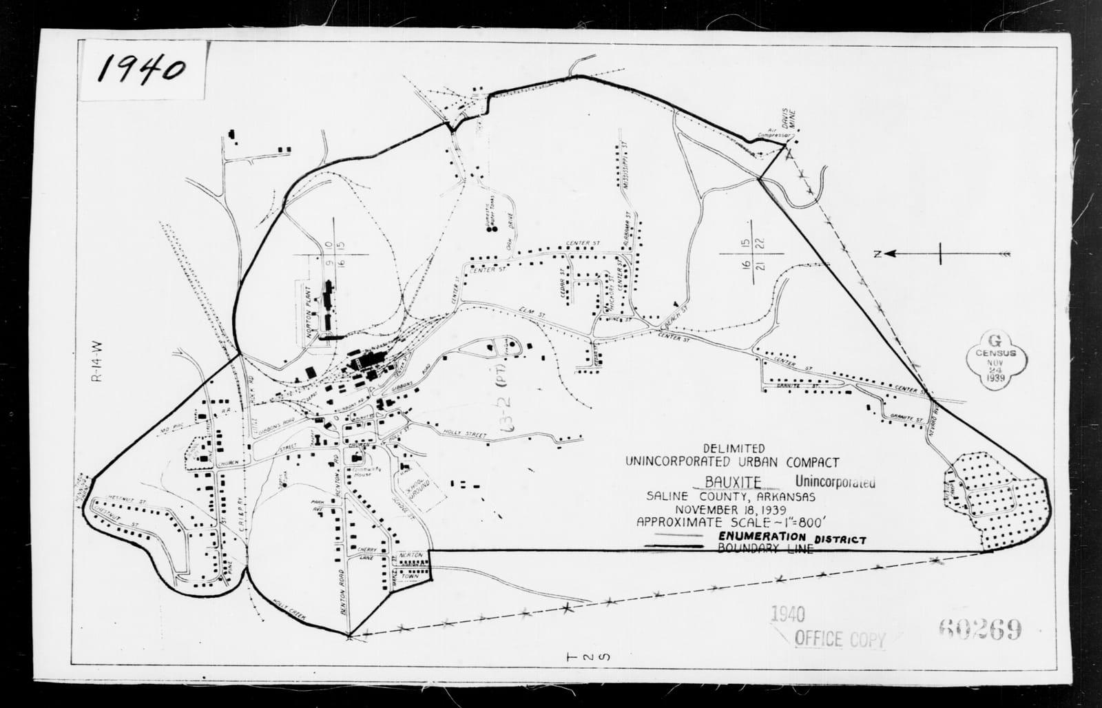 1940 Census Enumeration District Maps Arkansas Saline County Bauxite ED 63 2 NARA 5822911 at Bauxite Quarries, Saline County, Arkansas