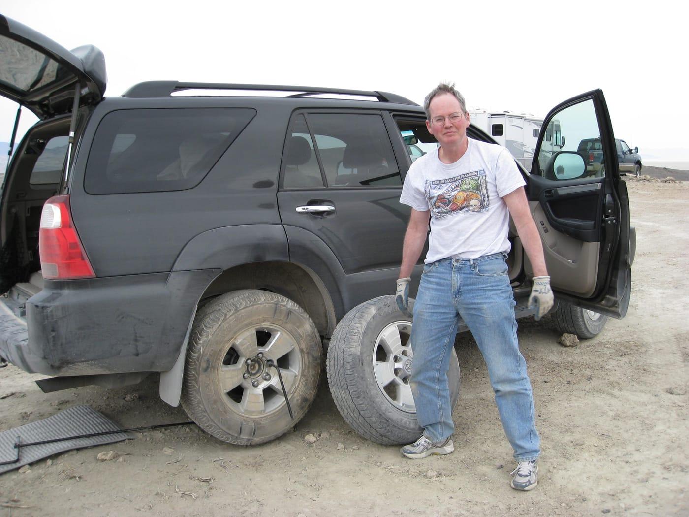 Flat tire above the Black Rock Desert (3071453927) at Black Rock Desert, Pershing County, Nevada