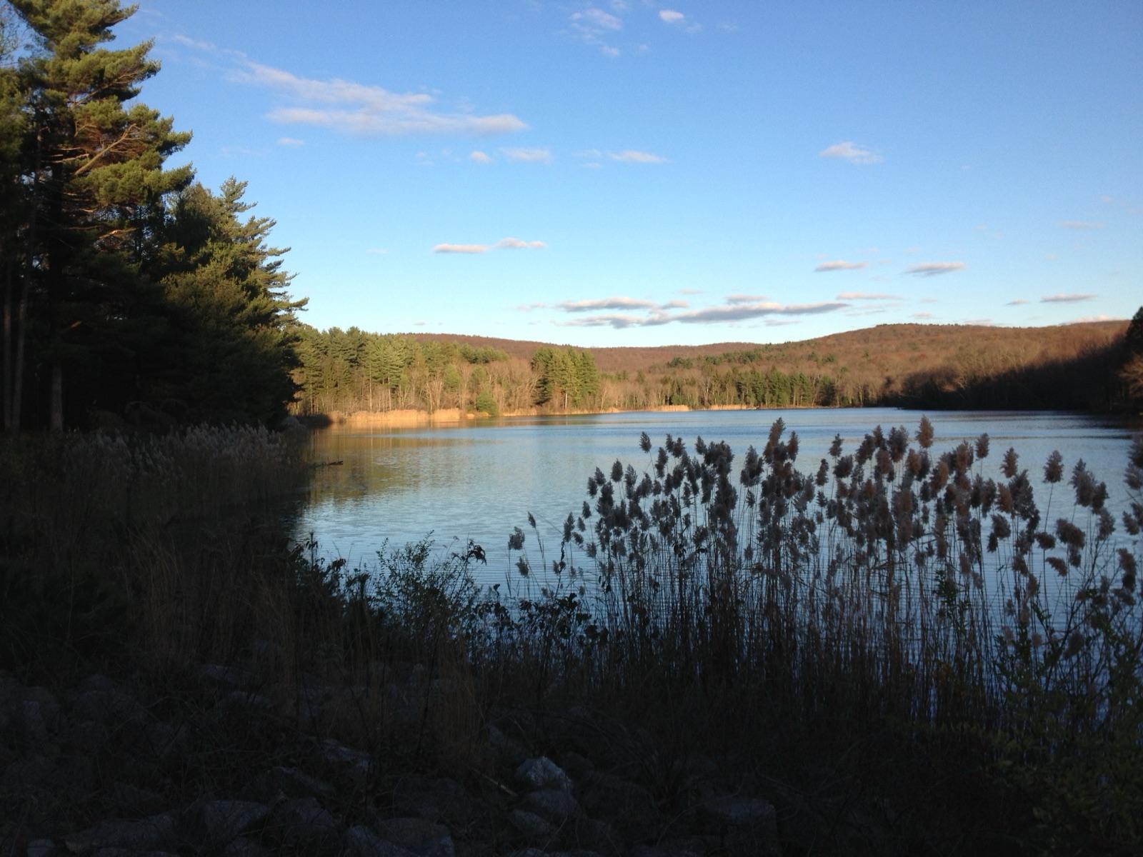 Portland Reservoir in Meshomasic State Forest, Portland, Connecticut, the setting of the Case Quarries