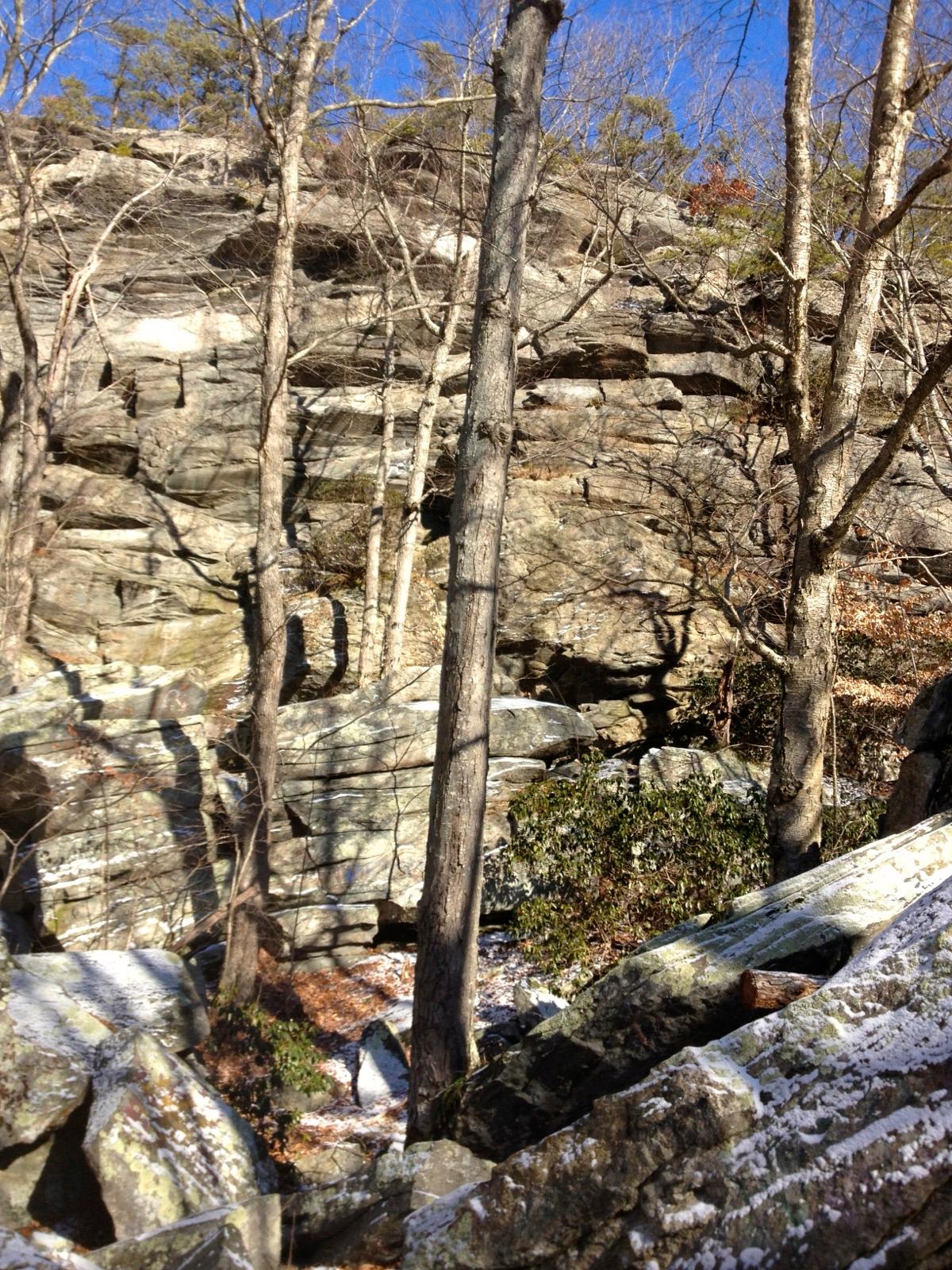Rock ledge in Cockaponset State Forest, Haddam, Connecticut, near the CCC Quarry