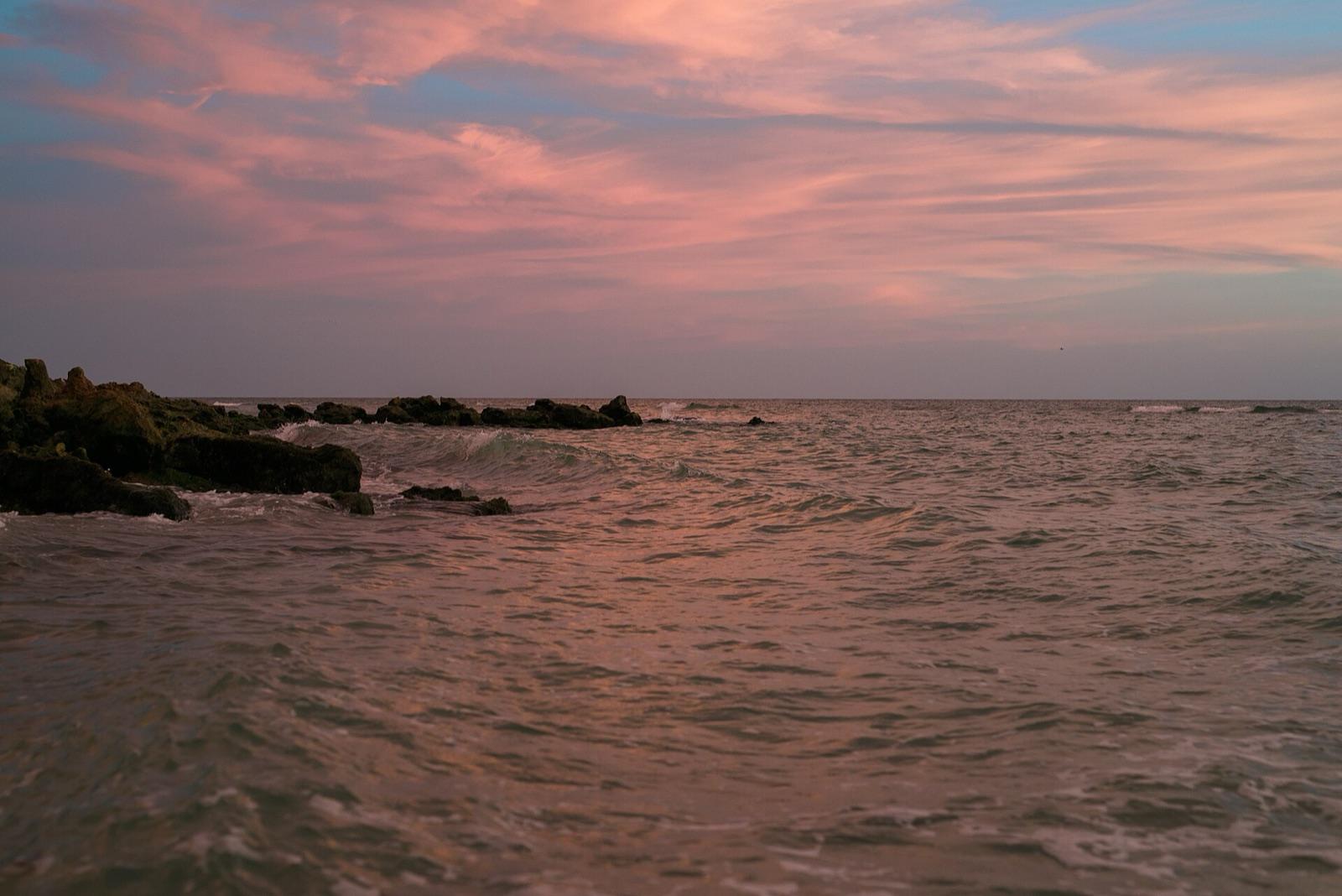 Caspersen Beach shoreline at sunset in Venice, Sarasota County, Florida