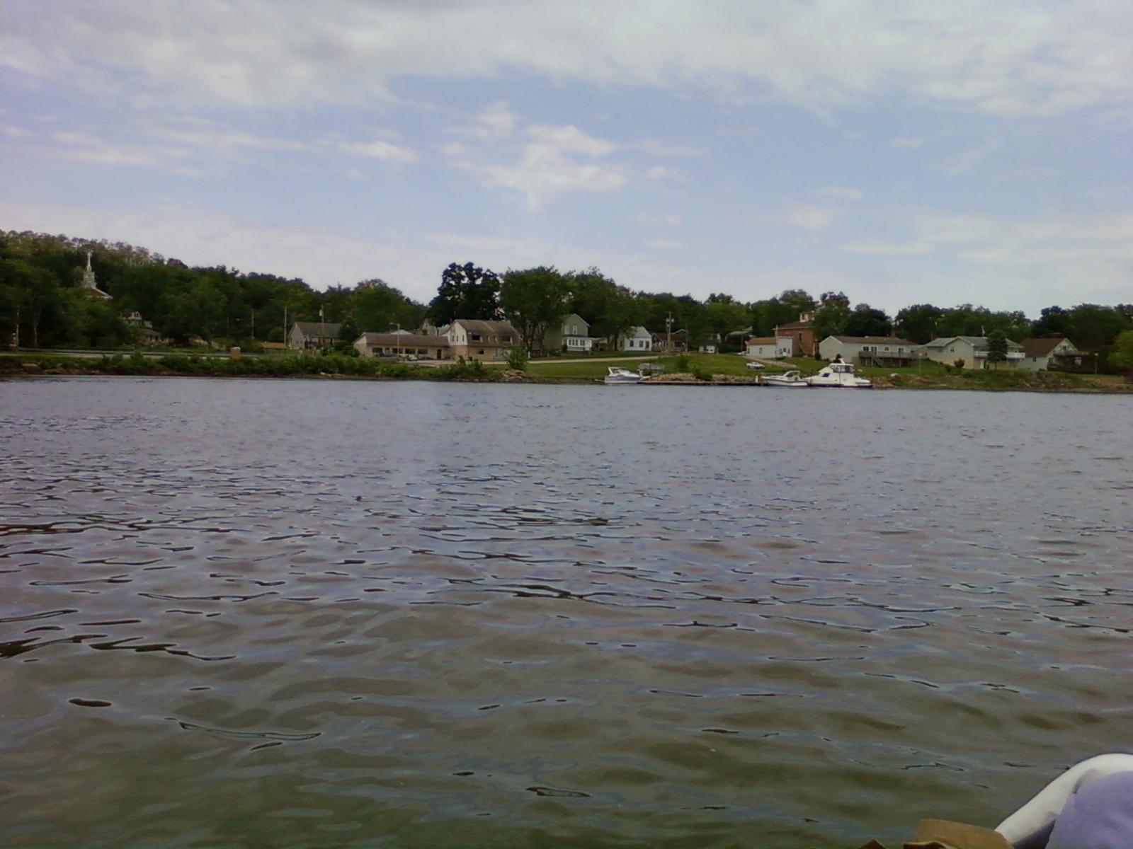 Cordova, Illinois on the Mississippi River, Rock Island County, seen from the water