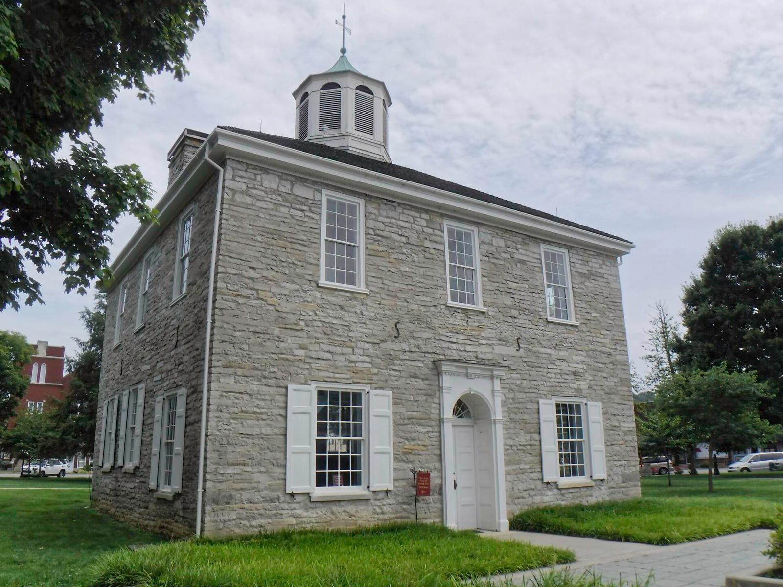 The 1816 first Indiana State Capitol in Corydon, built of local limestone, Harrison County.