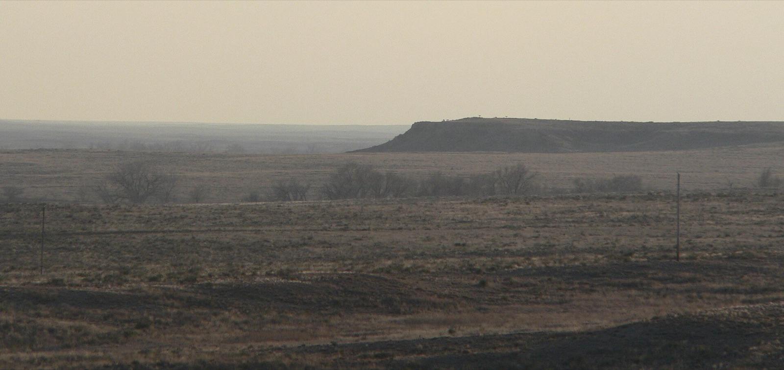 Point of Rocks bluff rising above the shortgrass prairie of Cimarron National Grassland, Morton County, Kansas