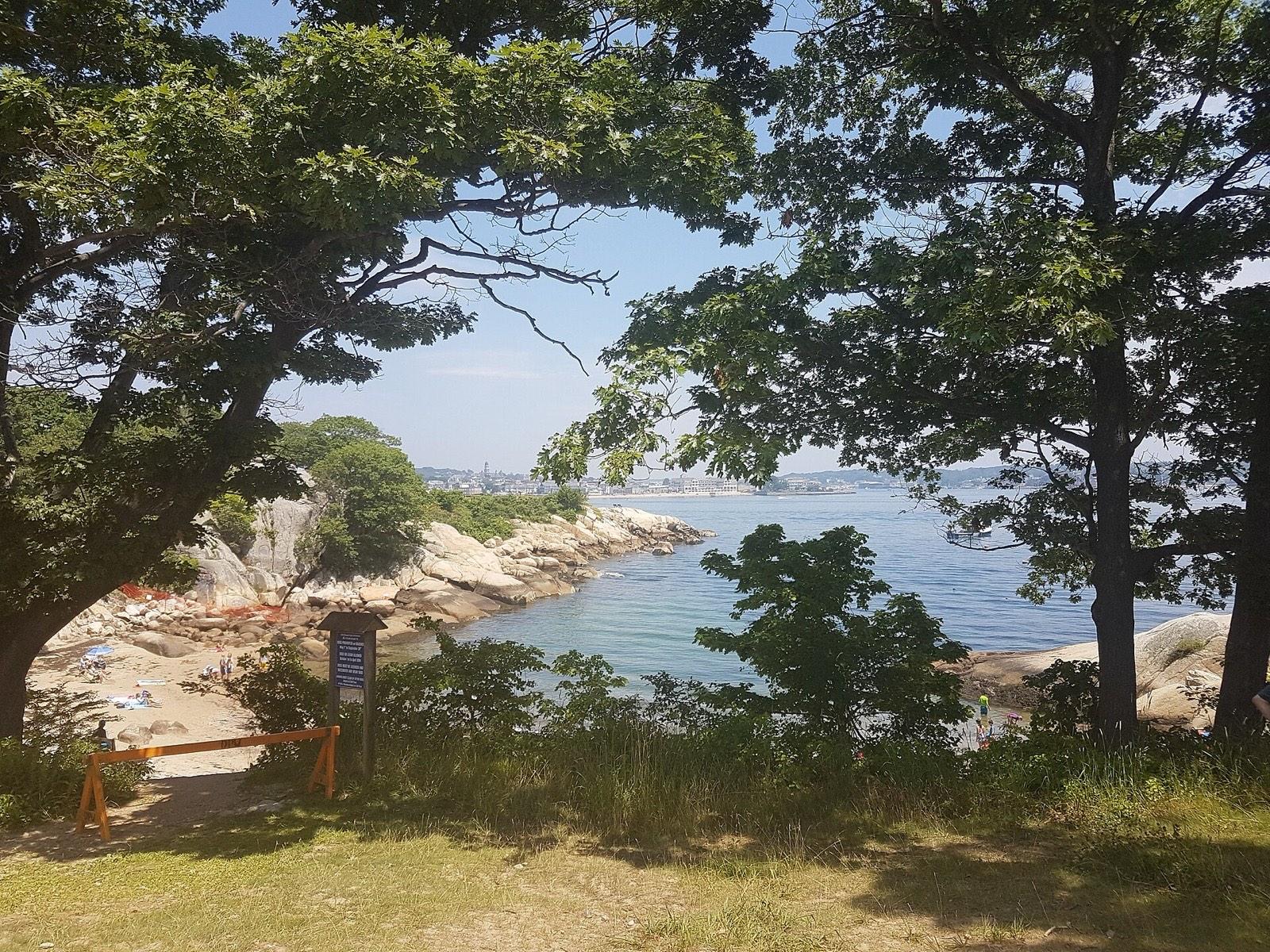 Granite ledges and cove at Half Moon Beach in Stage Fort Park, Gloucester, Essex County, Massachusetts