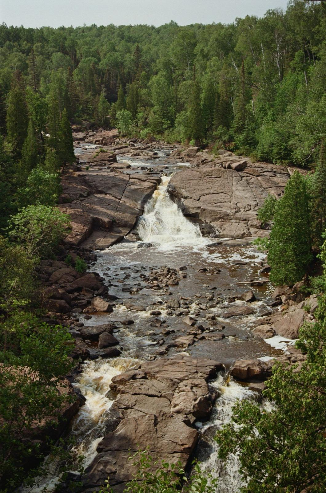 Beaver River Falls and its rocky bed near Beaver Bay, Lake County, Minnesota