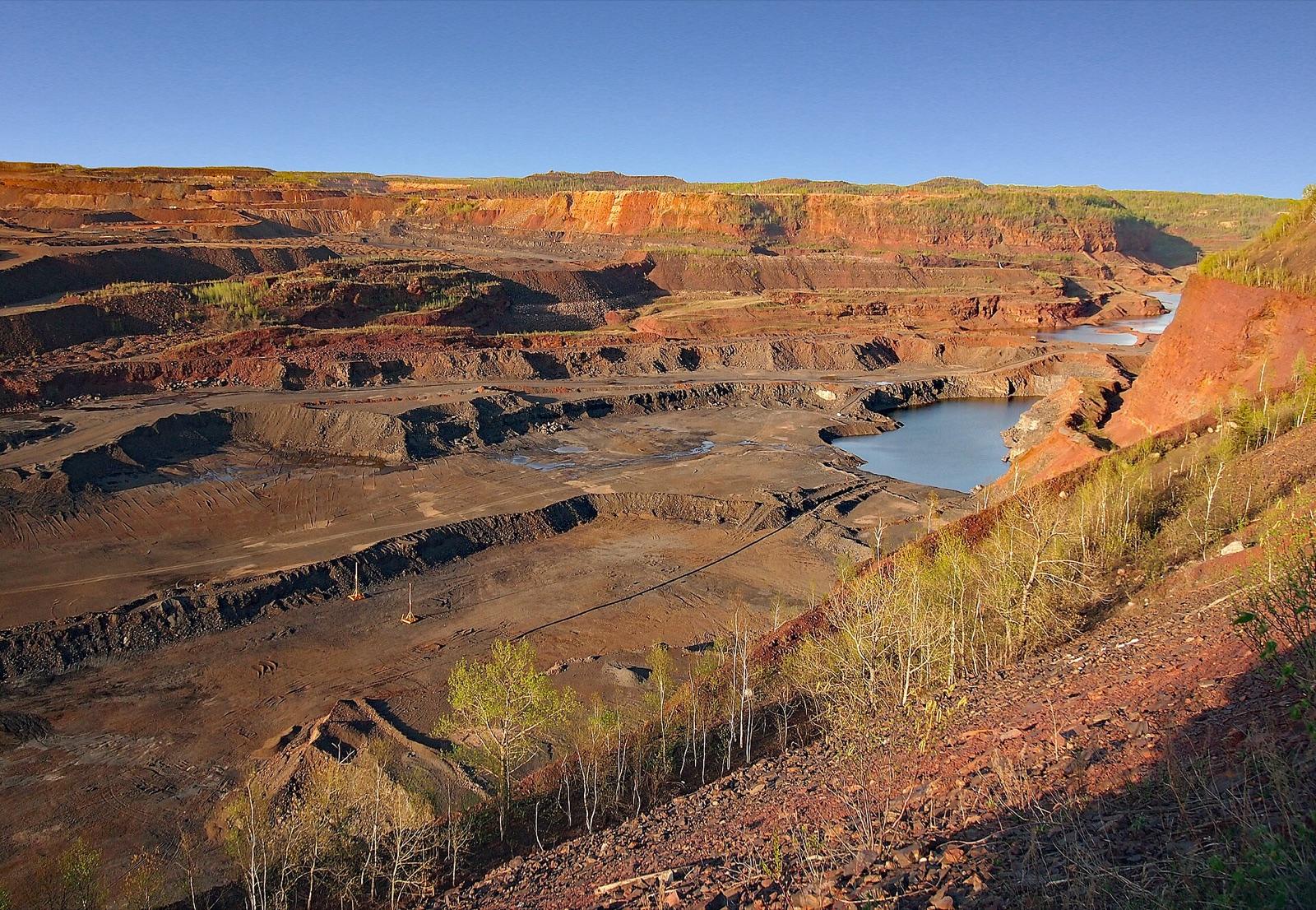 Hull Rust Mahoning open-pit iron mine viewed from the Mine View overlook at Hibbing, Saint Louis County, Minnesota