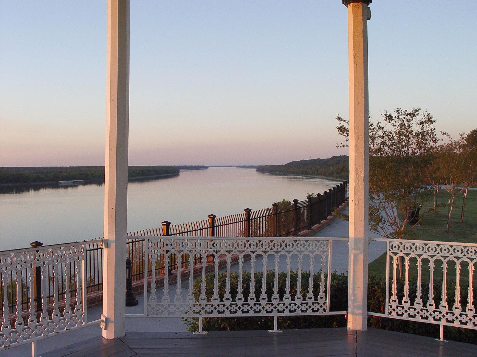 The Mississippi River seen from the bluff at Natchez, Adams County, Mississippi, at dusk