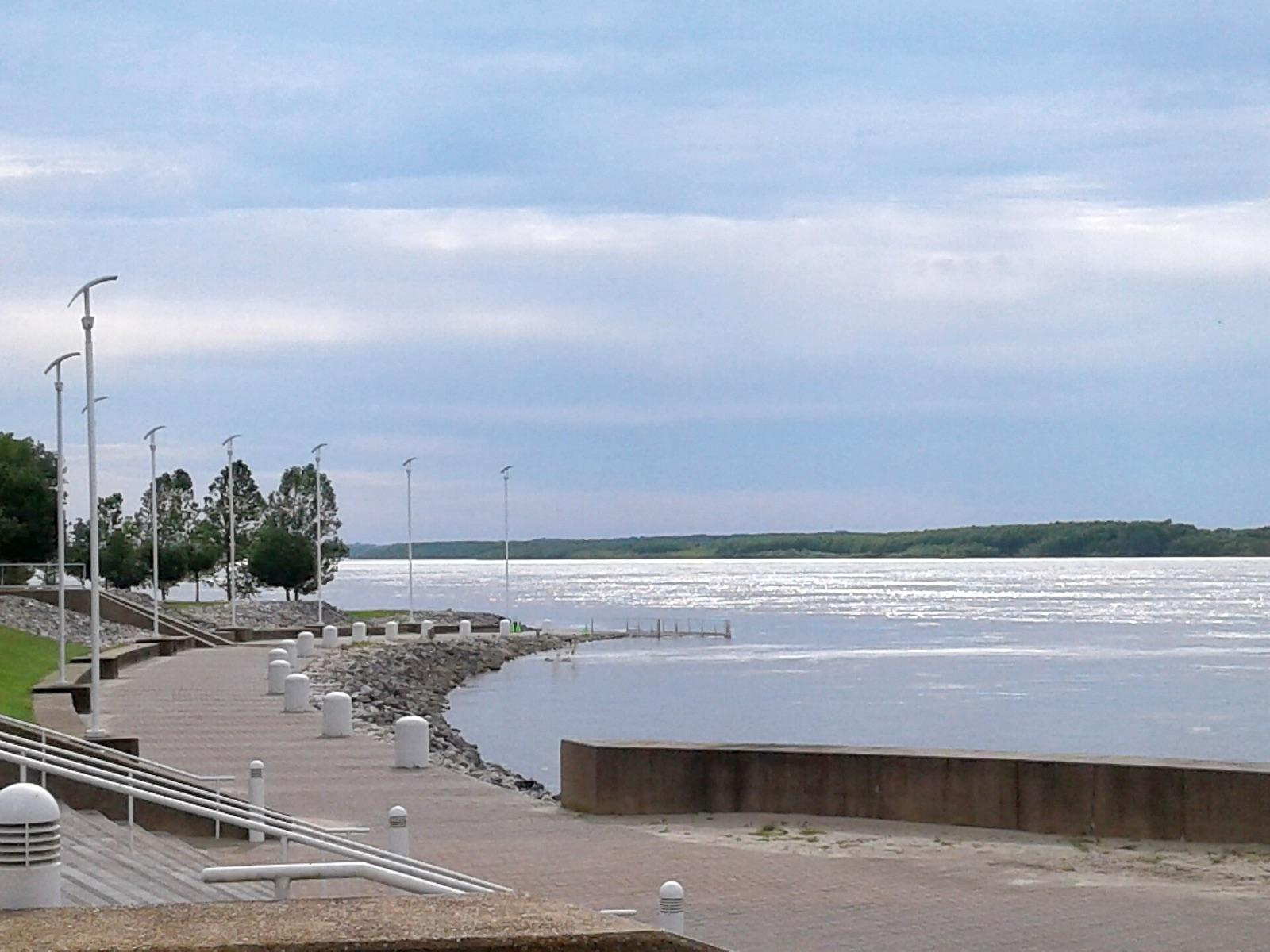The Mississippi River and shoreline path at the Tunica County River Park, near Robinsonville, Tunica County, Mississippi