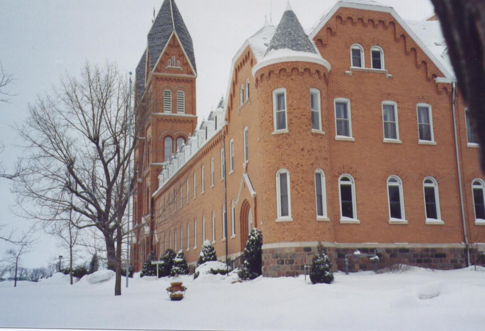 Assumption Abbey, the twin-spired Benedictine abbey church in Richardton, Stark County, North Dakota