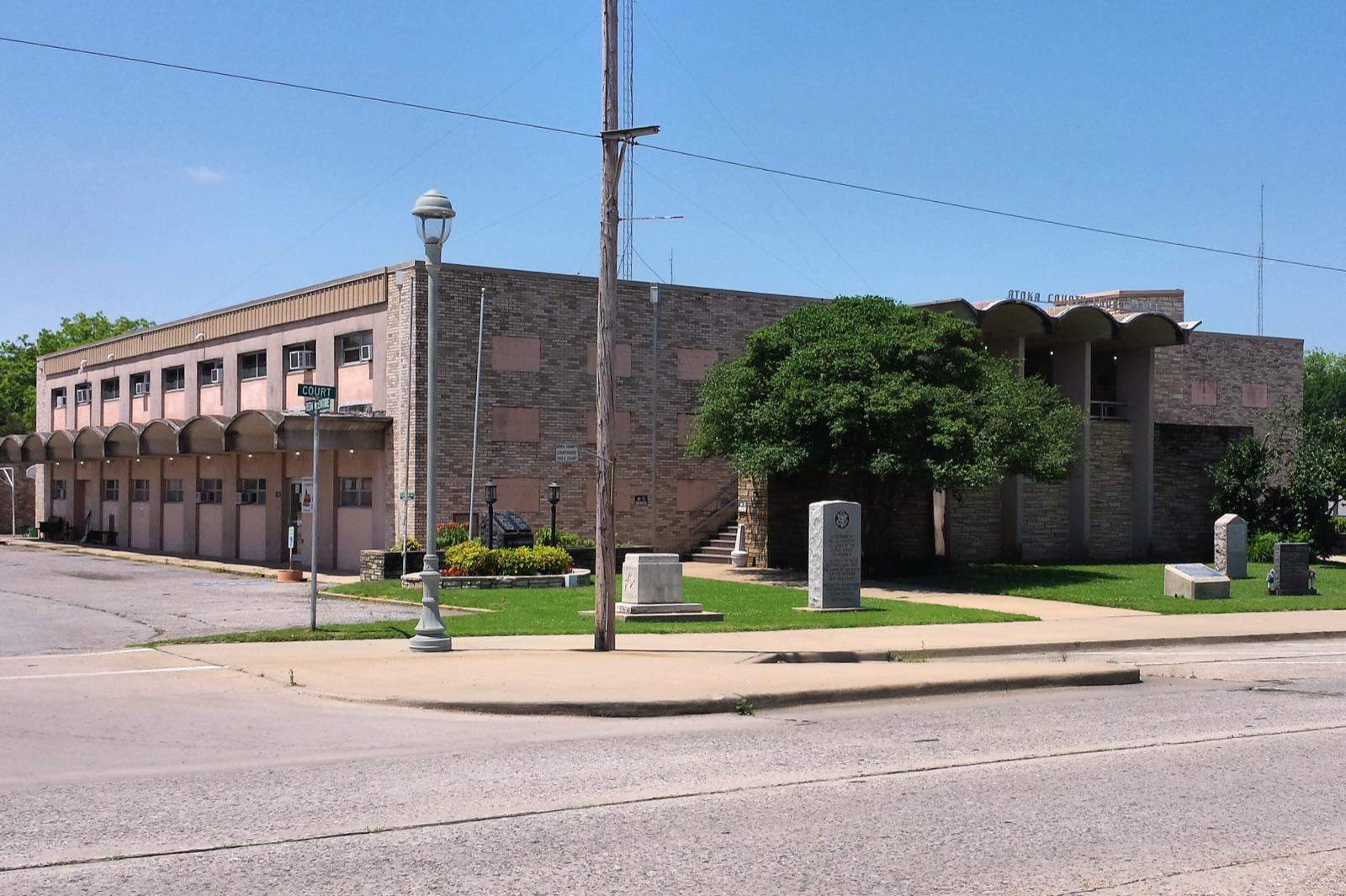 The Atoka County Courthouse in Atoka, Oklahoma, county seat of the Ouachita novaculite country