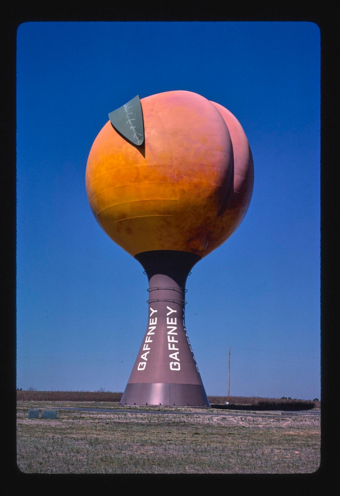 The Peachoid water tower in Gaffney, Cherokee County, South Carolina, the county drained by the Bowen River gem streams