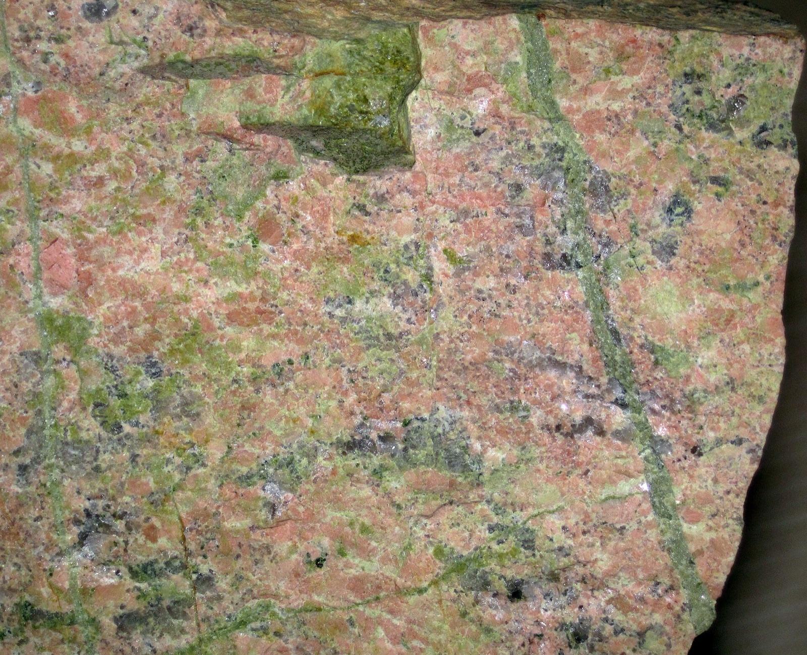 Unakite from Buena Vista, Virginia, representative of the Blue Ridge unakite found near Troutdale