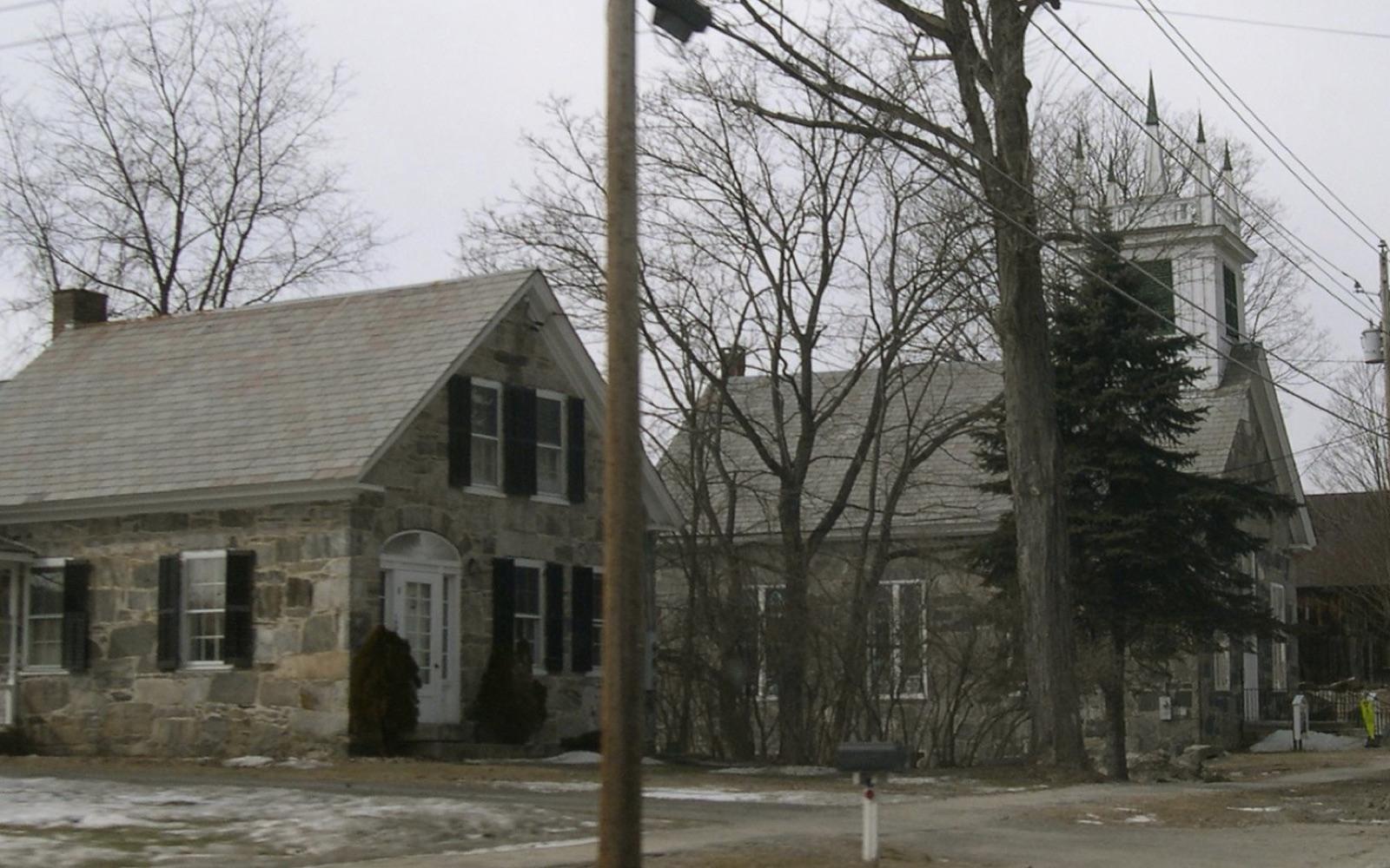The historic Stone Village at Chester, near the Route 103 garnet-schist road-cuts at Gassetts, Windsor County, Vermont.