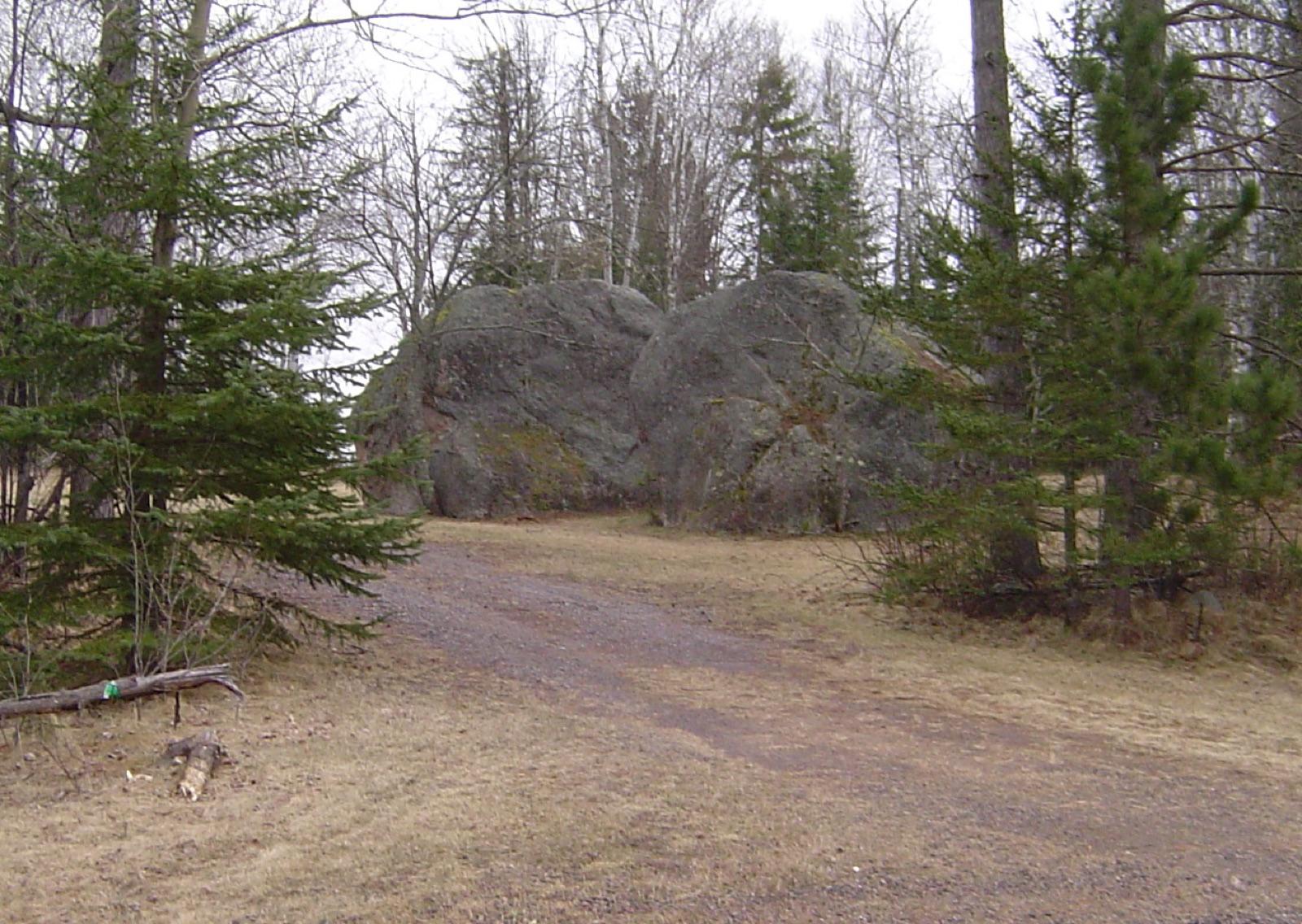 Rock outcrop (Sherman Twin Rocks) in the north woods of Iron County, Wisconsin, near the Manitowish Range