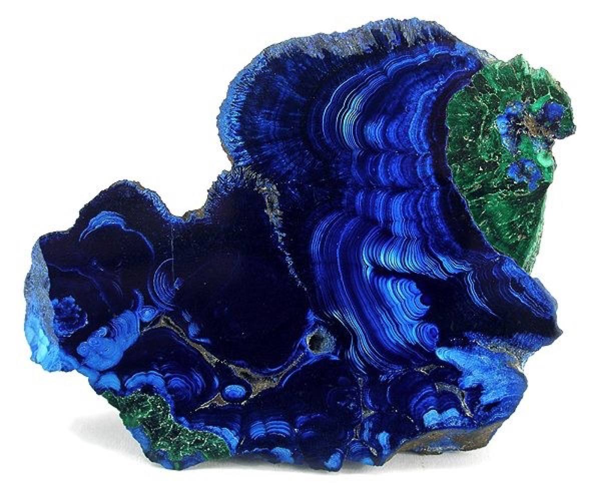 Banded massive azurite and malachite, Bisbee, Arizona