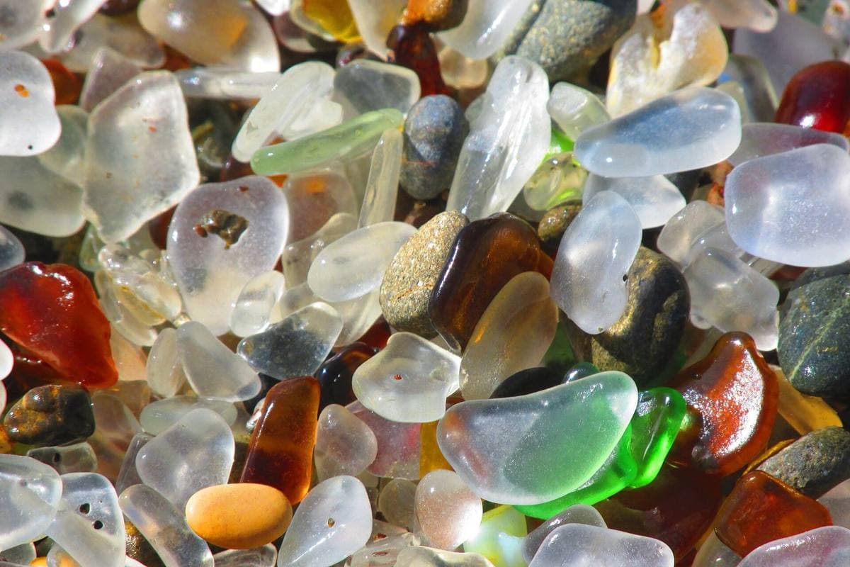 Beach glass at Glass Beach, Fort Bragg, California