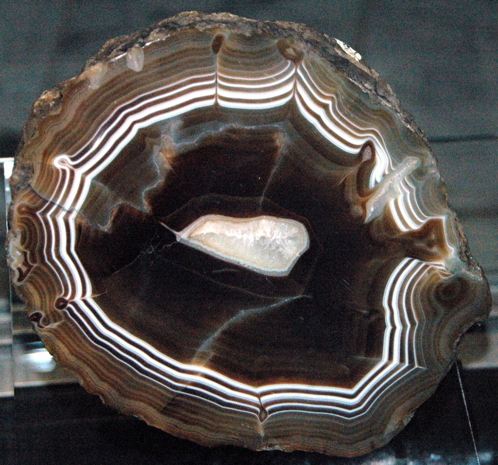 Banded agate-filled geode from Brazil