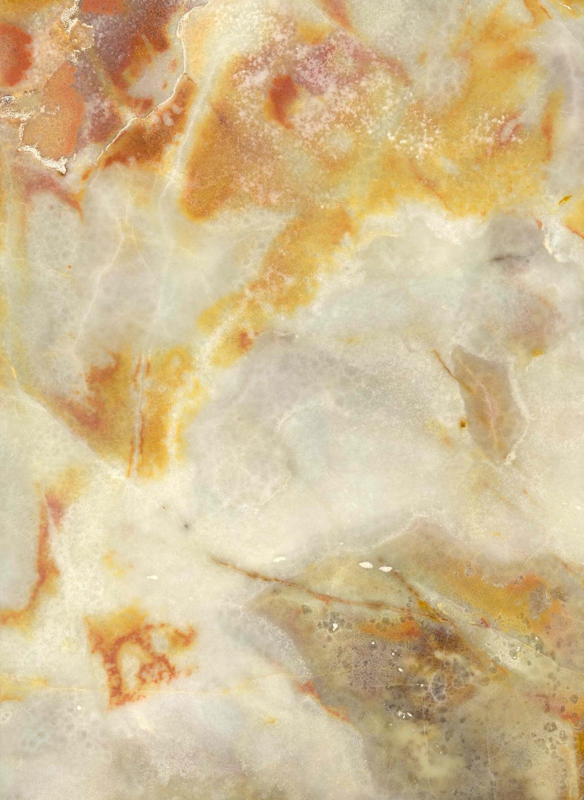 Polished onyx marble from Pakistan with cream and orange banding