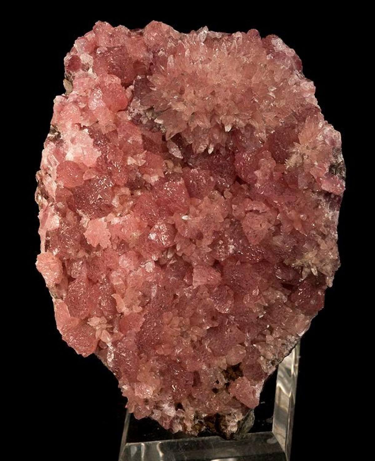 Pink calcite crystal druse