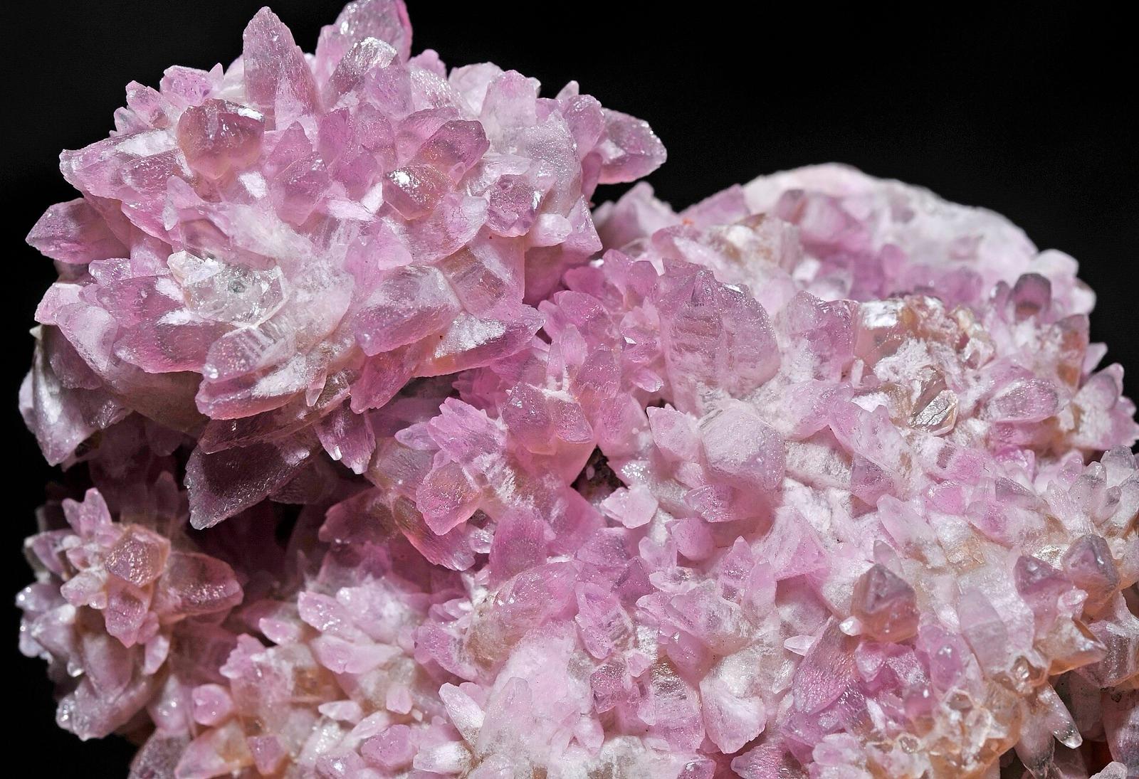 Pink cobaltoan calcite crystal clusters from Bou Azzer, Morocco