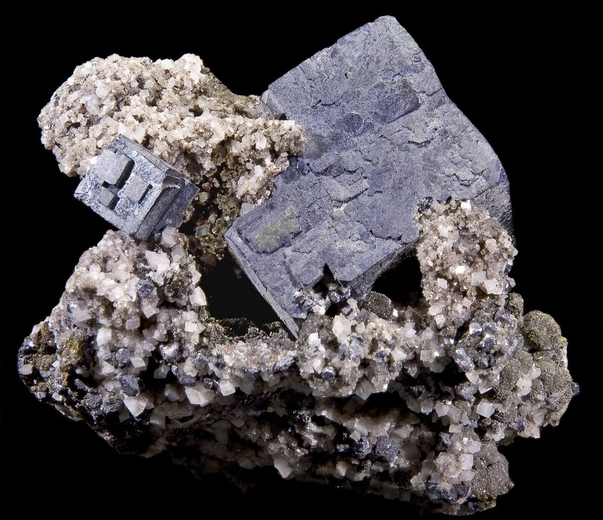 Galena cube on dolomite, Joplin Field, Tri-State District, Missouri