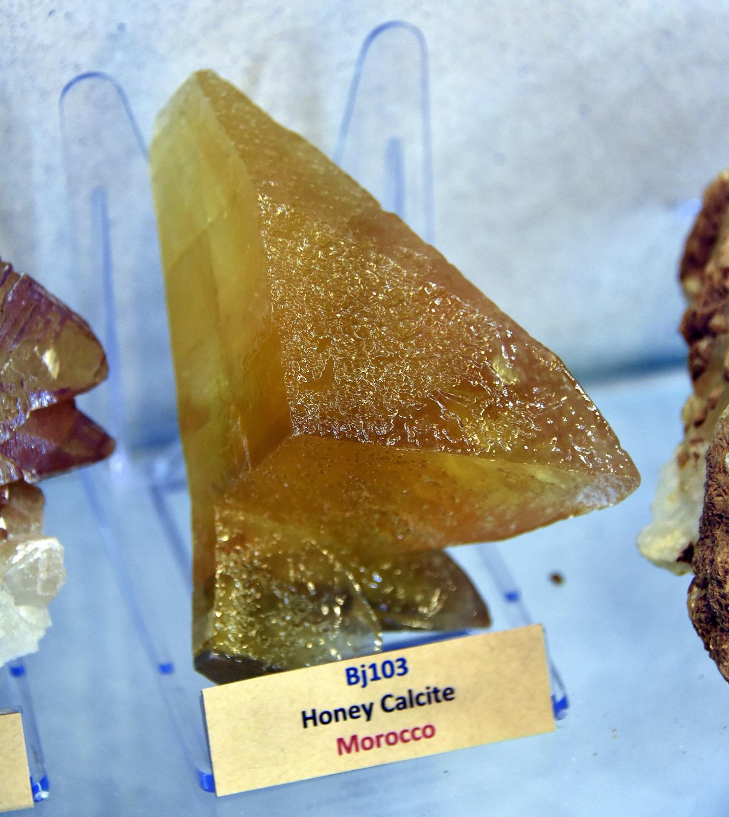 Golden honey calcite crystal from Morocco, Erbil Stones and Gems Museum