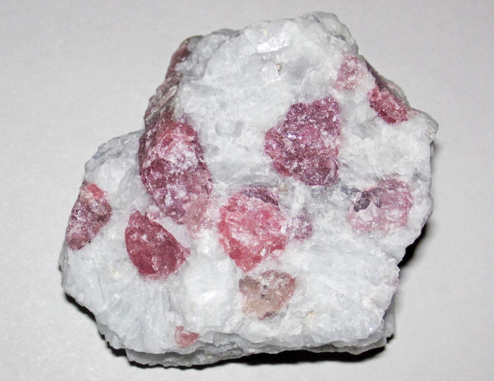 Pink rubellite tourmaline crystals in white matrix from Madagascar