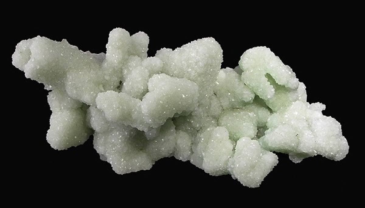 White to pale green drusy prehnite, Fanwood Quarry, New Jersey