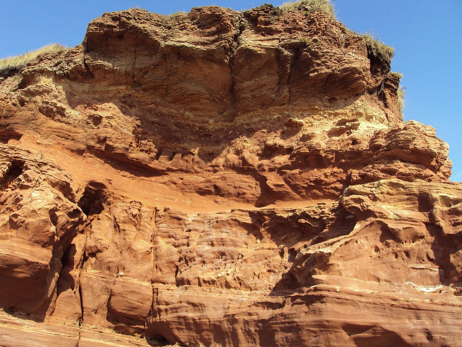 Red sandstone cliff on Hilbre Island