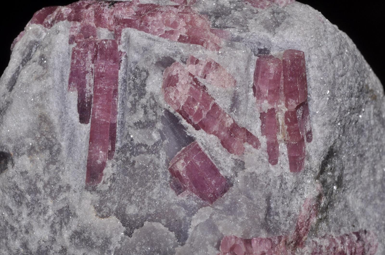 Prismatic rubellite crystals on matrix from Brazil