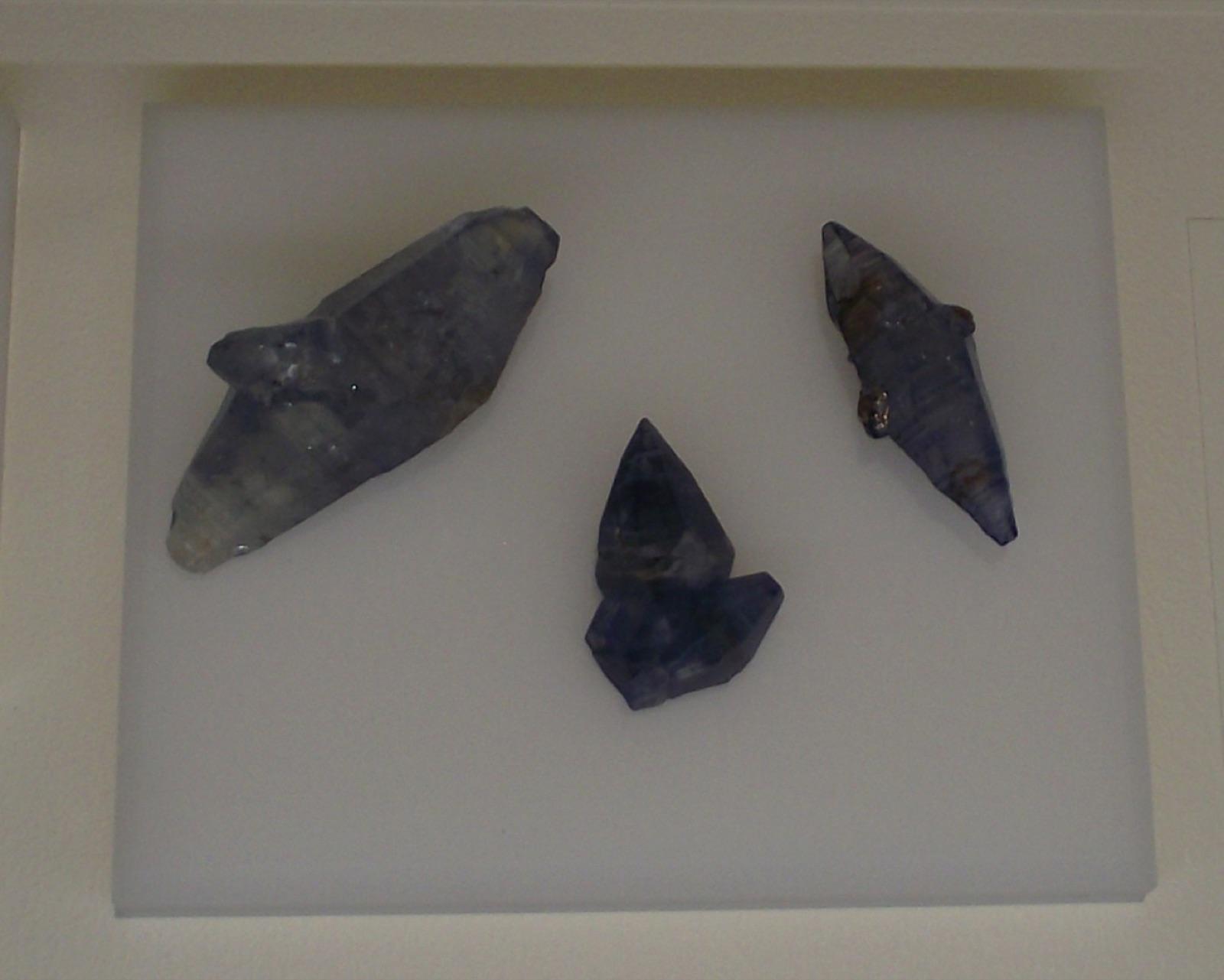 Three rough blue sapphire crystals from Sri Lanka and Burma