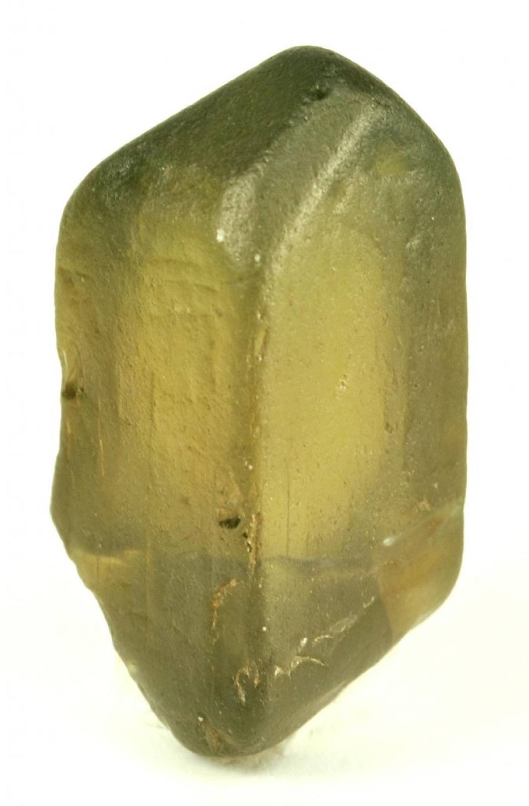 Gemmy olive-green zircon showing tetragonal prism and pyramidal terminations